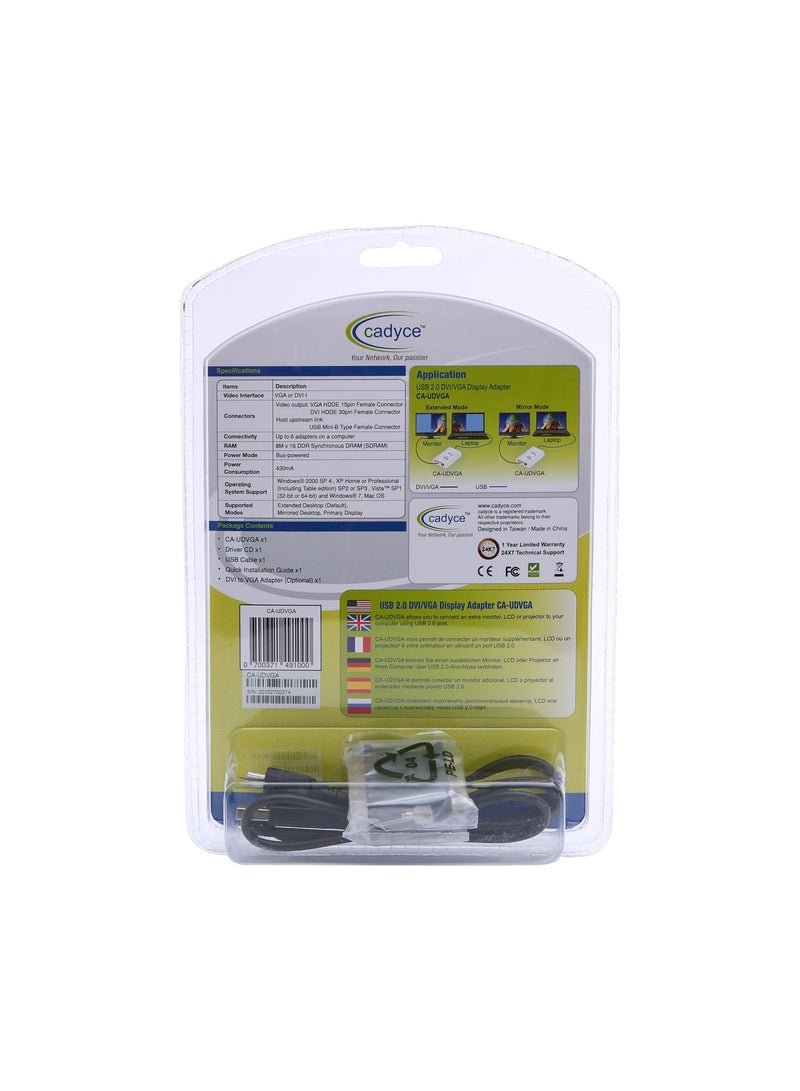 Cadyce USB 2.0 DVI/VGA Display Adapter White - Image 2
