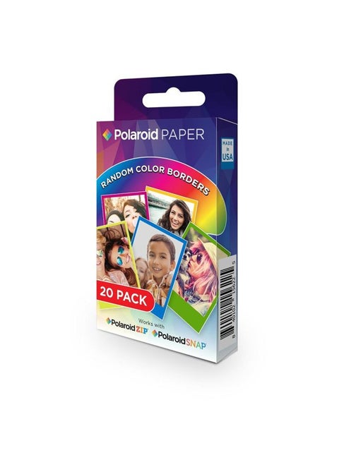 Pack Of 20 Zink Premium 2x3-Inch Photo Paper With Rainbow Frame White With Color Border