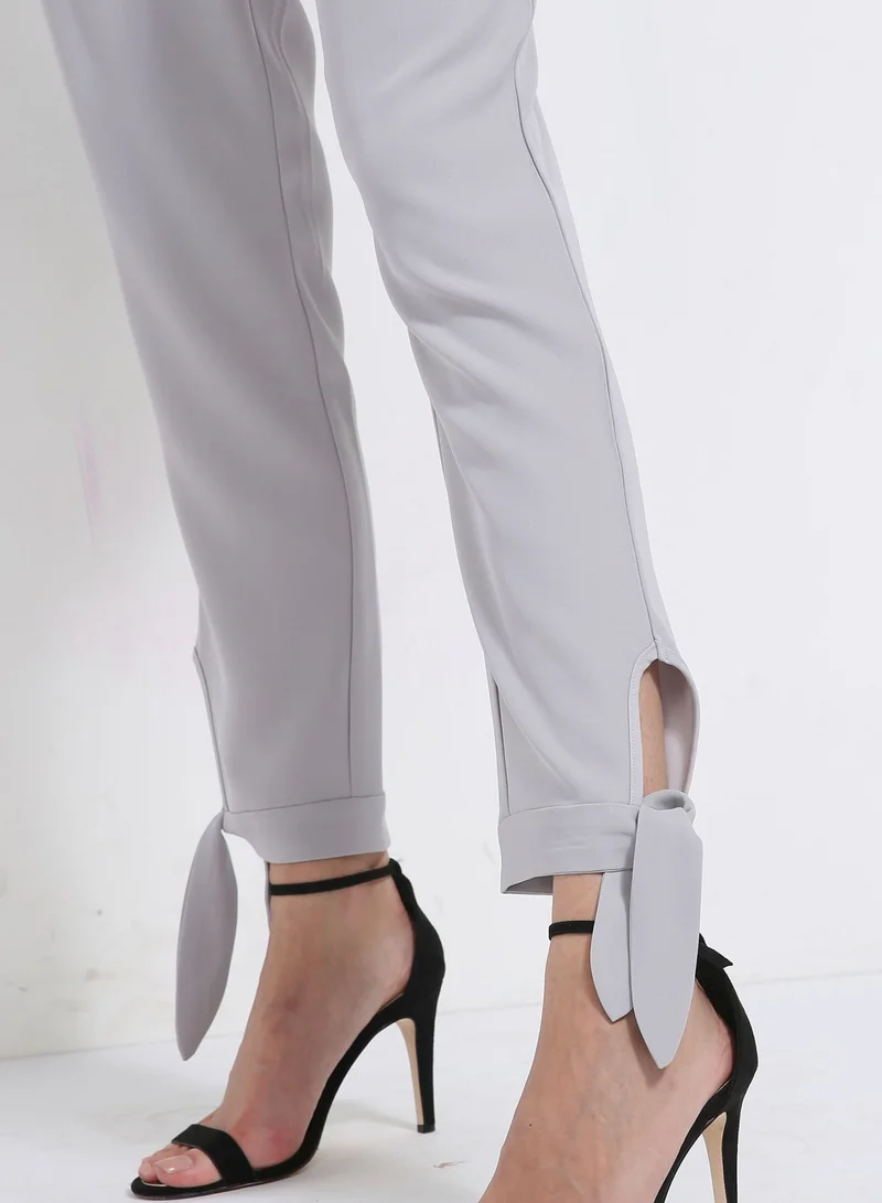 lavish alice Tie Cuff Detail Tailored Joggers Grey