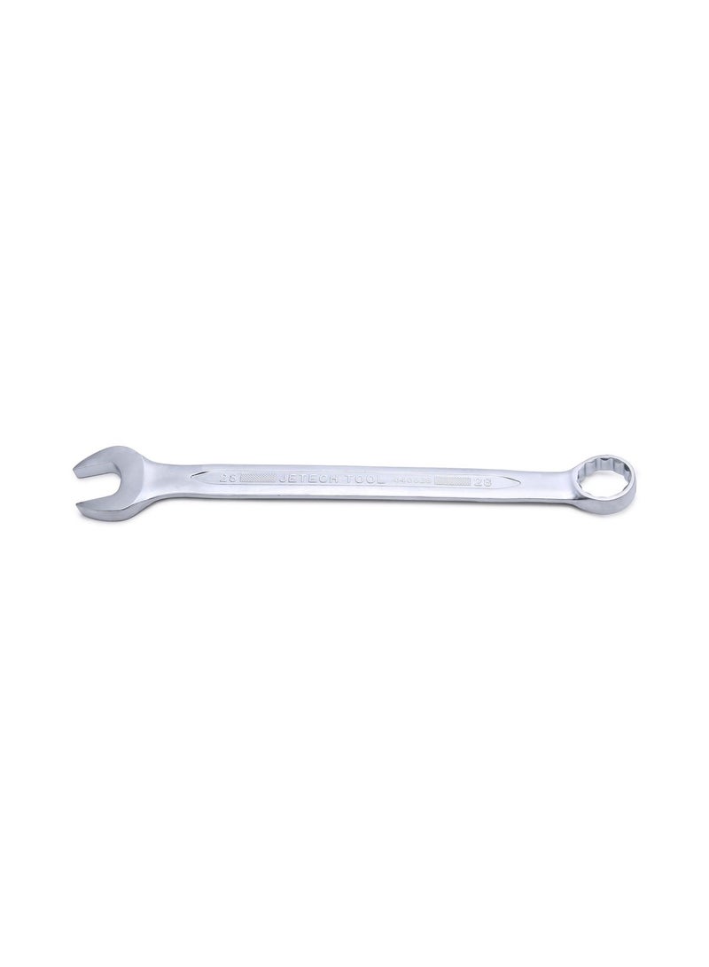 Jetech 28mm Combination Wrench - Industrial Grade, Chrome Vanadium Steel, Sand Blasted Finish, Precision-Machined 12-Point Opening, Off-Corners Design, 15-Degree Offset Silver