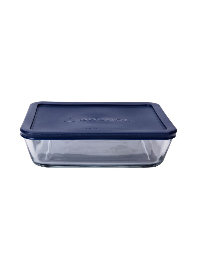 Anchor Hocking 6-Cup Rectangular Storage Bowl With Lid Blue  - Image 1