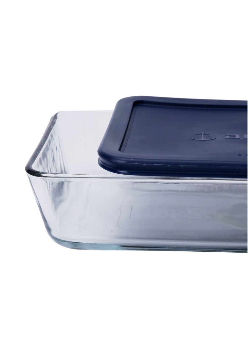 Anchor Hocking 6-Cup Rectangular Storage Bowl With Lid Blue  - Image 2