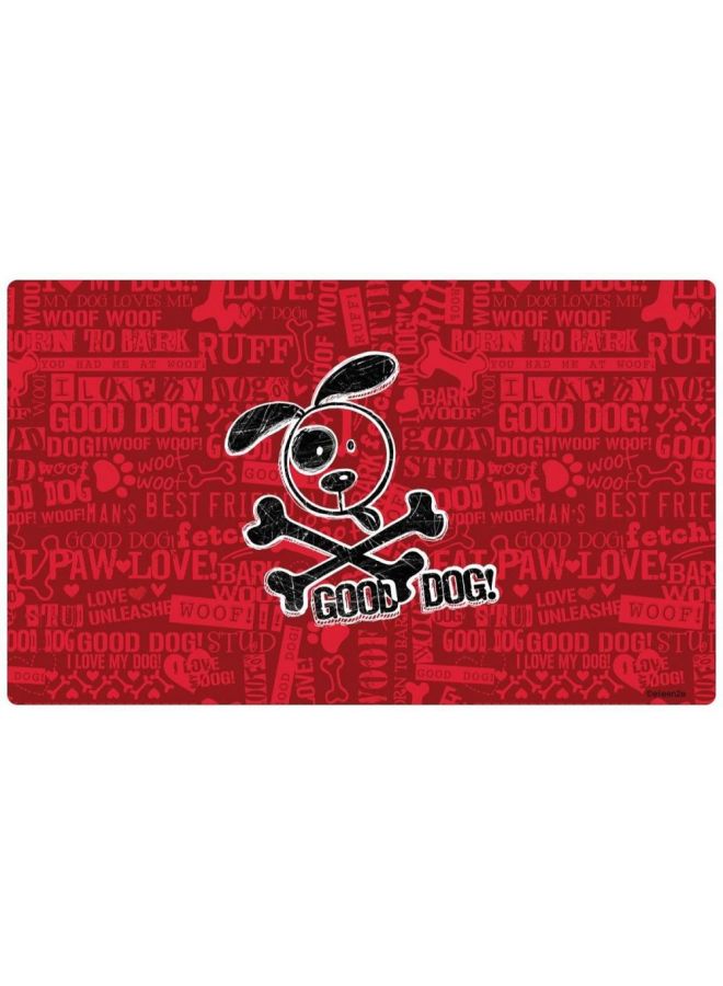 Dog Bowl Place MatGood Dog Cross Bones Red