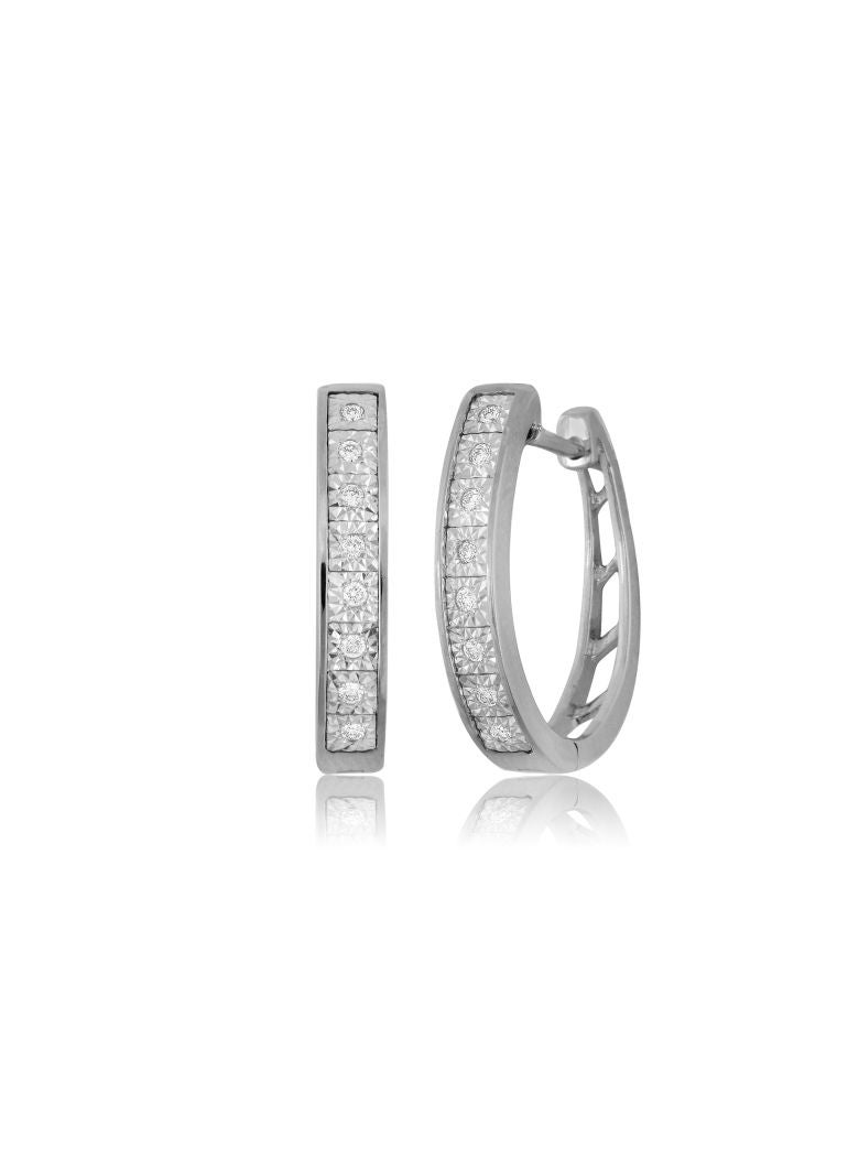 LIALI JEWELLERY 18 Karat Gold Hoops Earrings with Cushion Cut Diamonds 