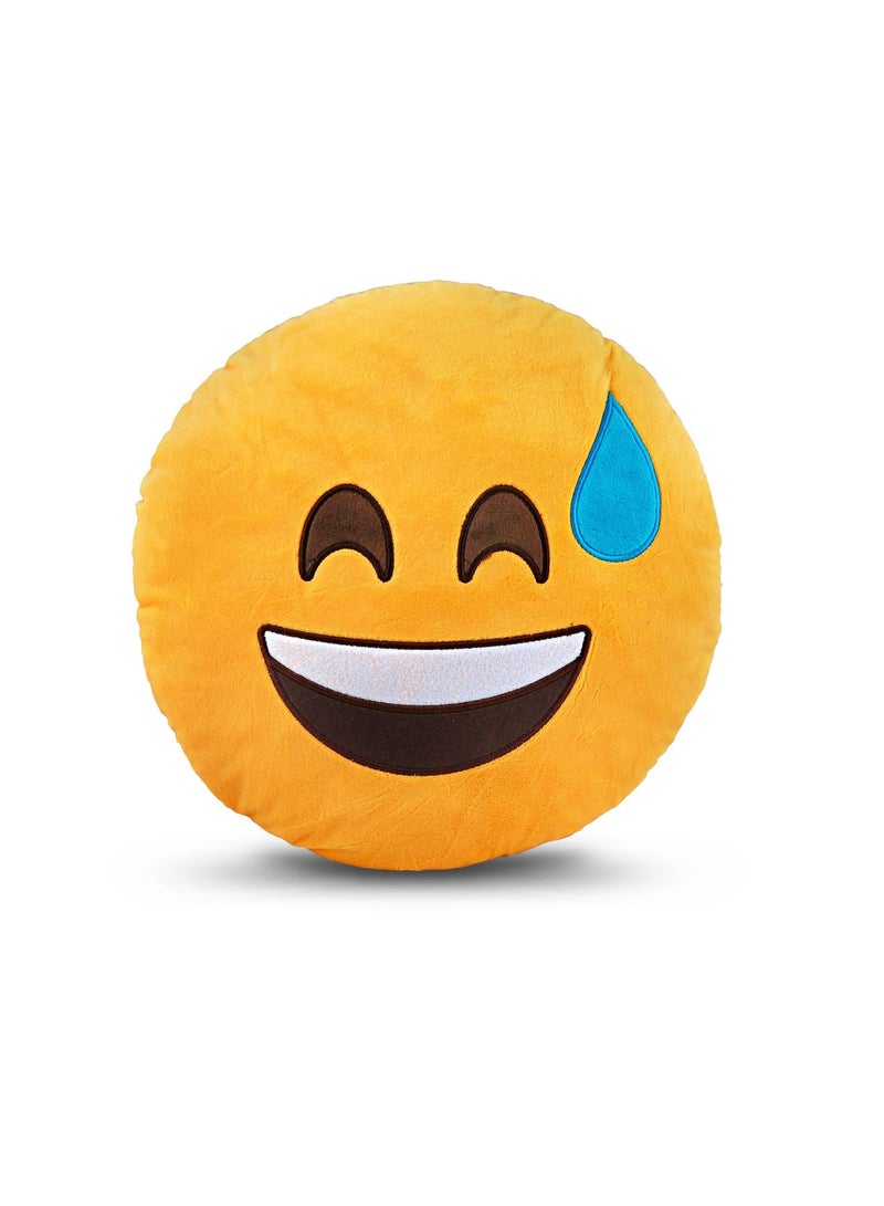BeeCool Emoji Laughing Smiley Emoticon Round Cushion Pillow Polyester Yellow 