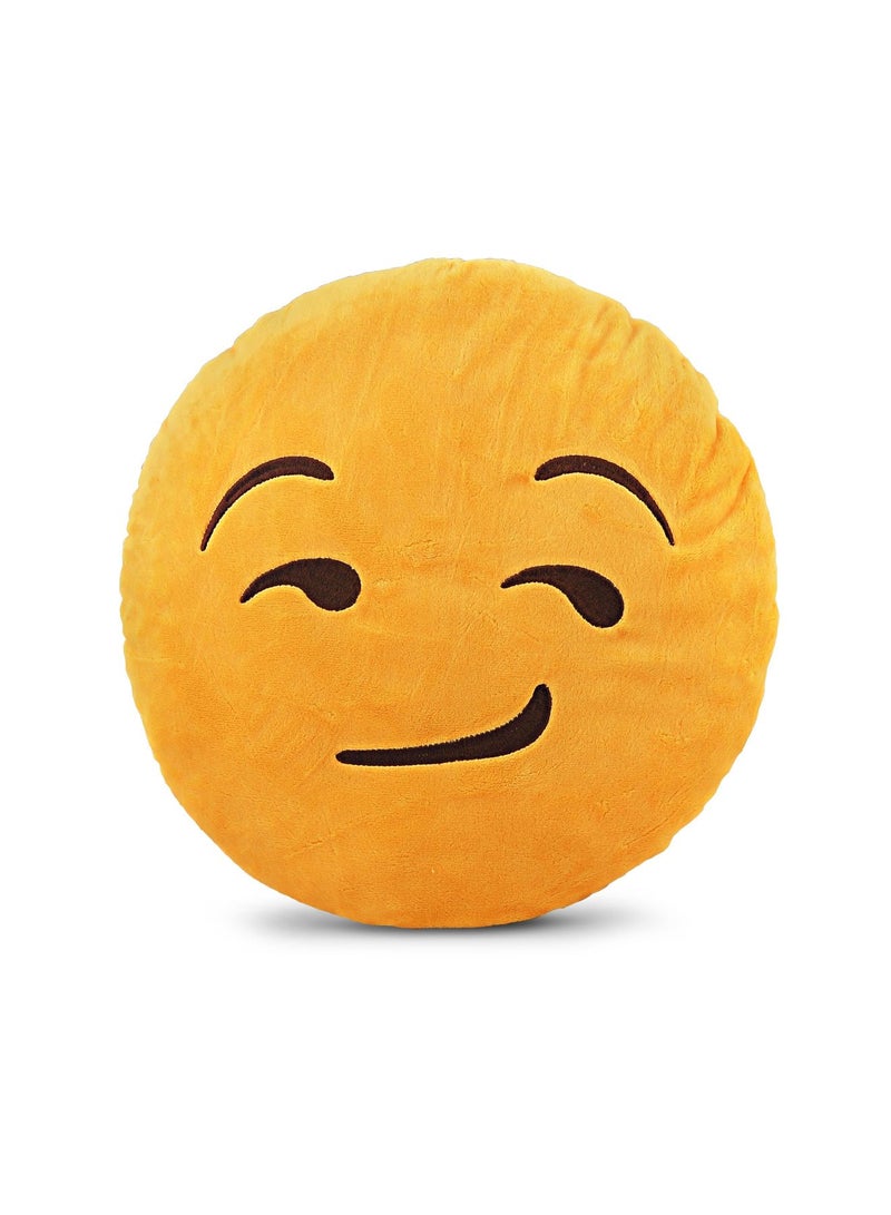Emoji Sarcastic Smiley Emoticon Round Cushion Pillow polyester Yellow