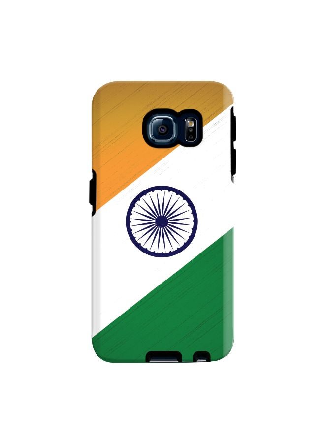 Stylizedd Premium Dual Layer Tough Case Cover Gloss Finish for Samsung Galaxy S6 Edge Flag of India - Image 1