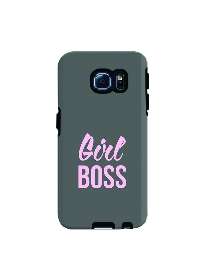 ستايلايزد غطاء متين فاخر ذو مظهر غير لامع بطبقة مزدوجة لهاتف سامسونج جالاكسي S6 إيدج فتاة بوس رمادي - Image 1