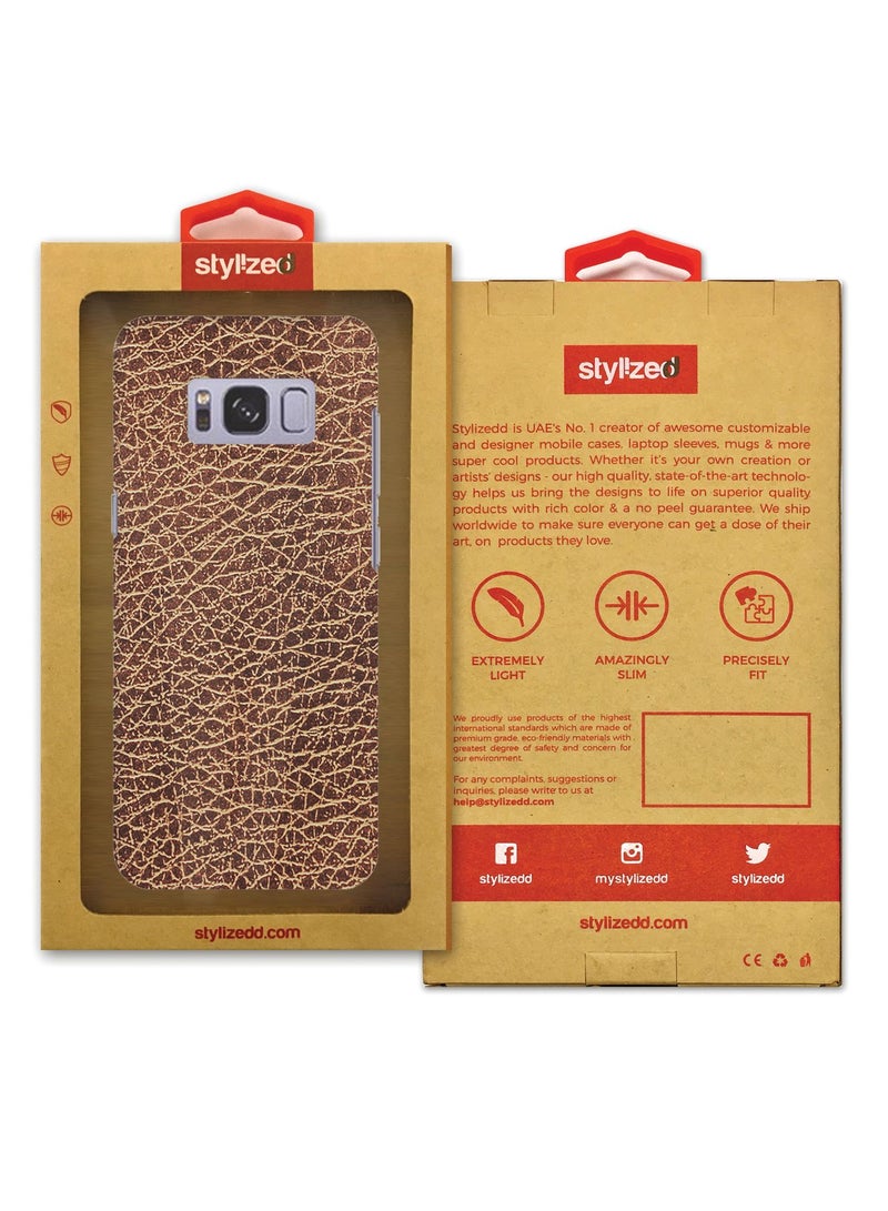 Stylizedd Slim Snap Case Cover Matte Finish for Samsung Galaxy S8 Plus Brown Leather - Image 3