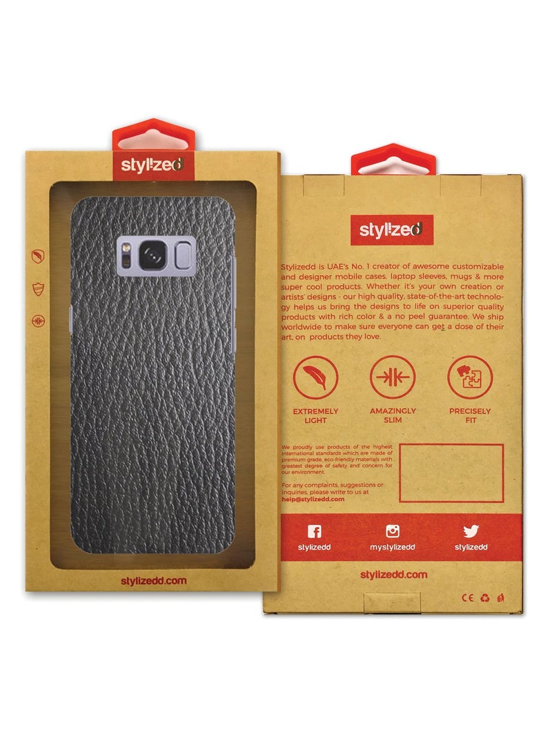 Stylizedd Slim Snap Case Cover Matte Finish for Samsung Galaxy S8 Plus Black Leather - Image 3