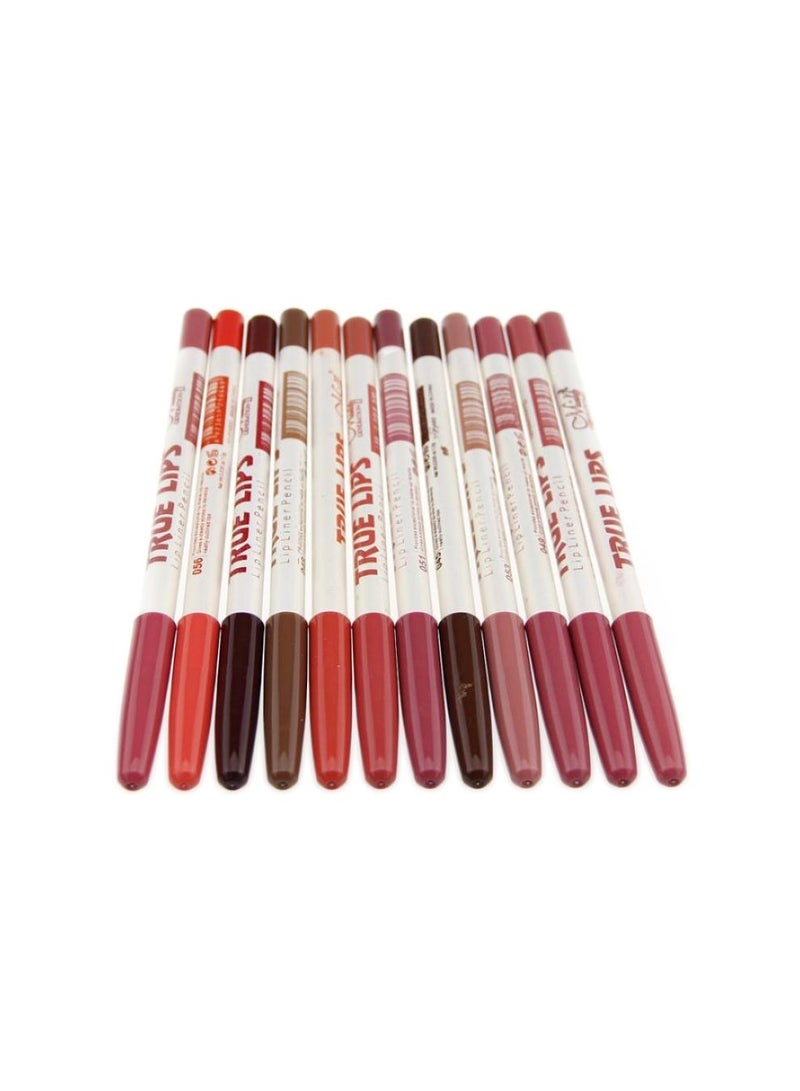 Menow Set Of 12 Lip Liner Pencils Makeup Cosmetics Red/Brown/Orange
