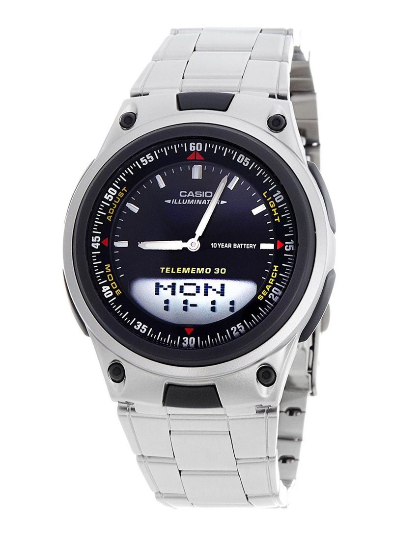 كاسيو ساعة يد كوارتز بعقارب ورقمية من كومبينيشن طراز AW-80D-1AVDF - 47 مم - فضي للرجال - Image 1