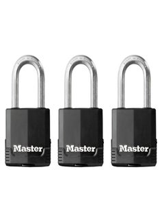 Master Lock Set Of 3 Excell Covered Laminated Steel Padlocks Black 