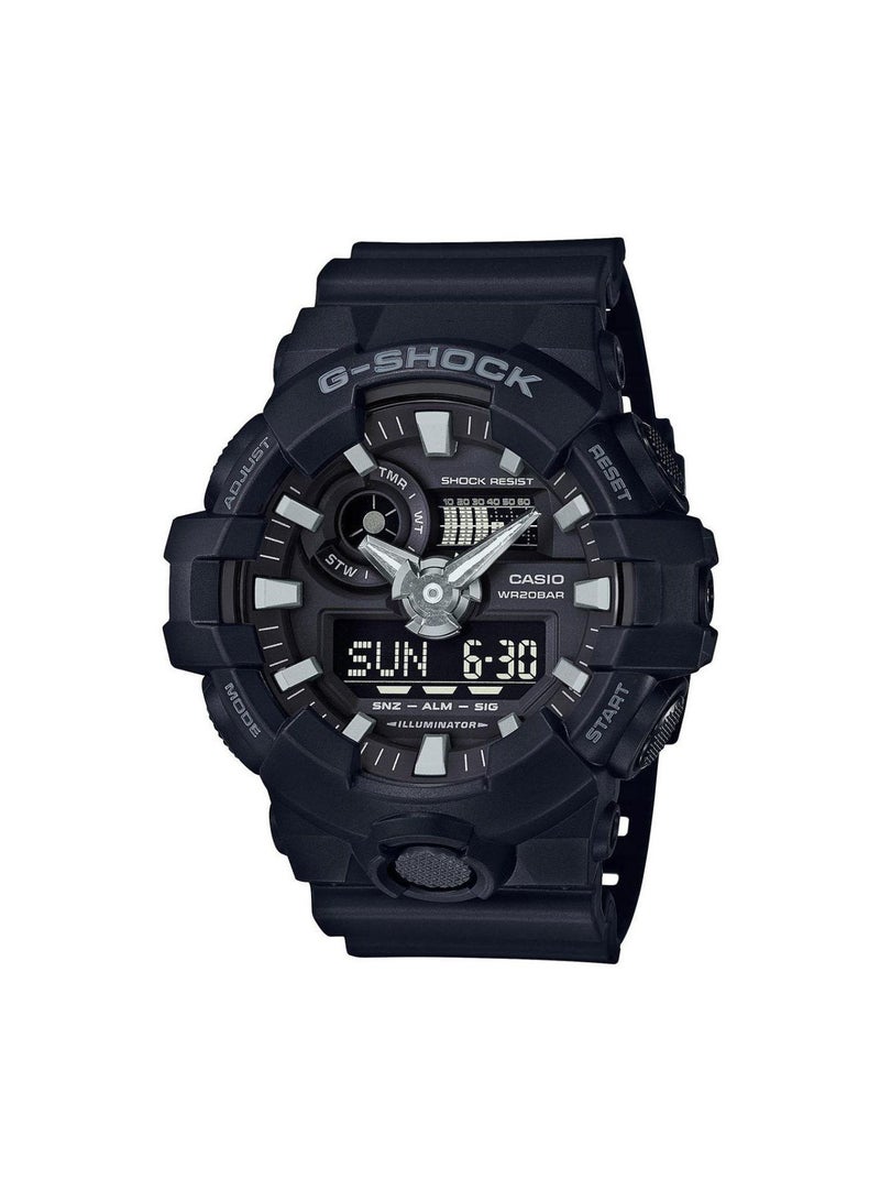 جي شوك ساعة يد ورقمية مستديرة الشكل بسوارٍ من الراتنغ -لون أسود- طراز GA-700-1BER men - Image 1