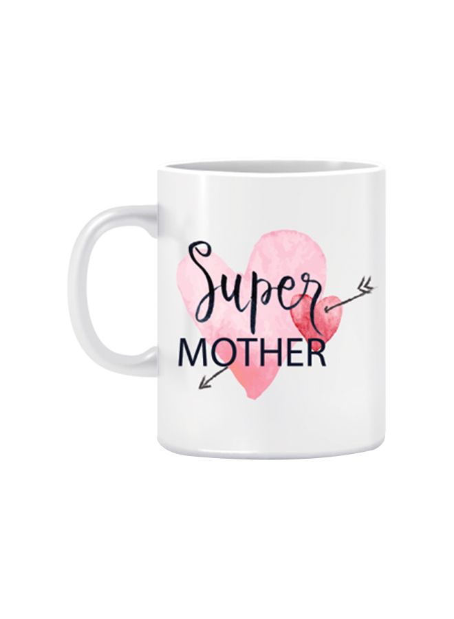 قدح بشعار Super Mother أبيض