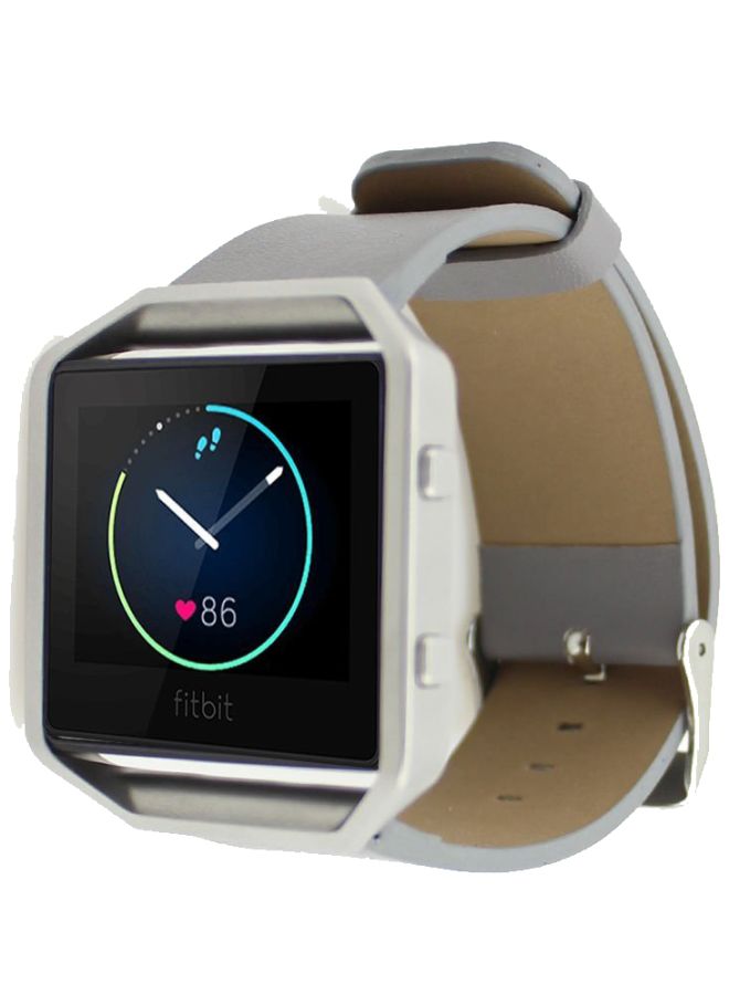 FT-104-GY رباط ساعة اليد مصنوع من الجلد ويكون كشريط بديل مناسب لساعة اللياقة البدنية الذكية ماركة فيتبيت بلاز