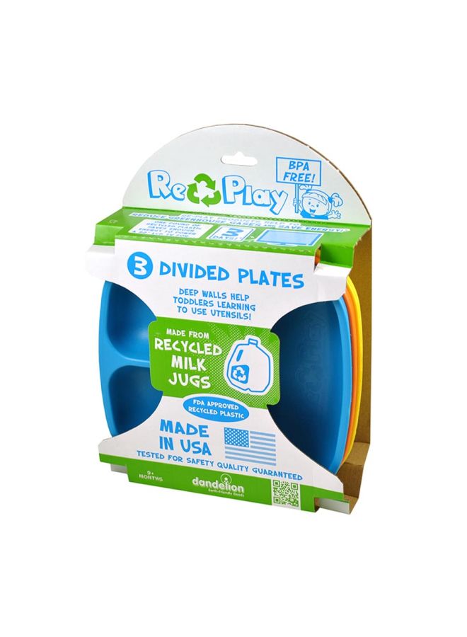 ري بلاي طقم أطباق مقسم إلى 3 أجزاء أزرق سماوي / برتقالي / أصفر - Image 2