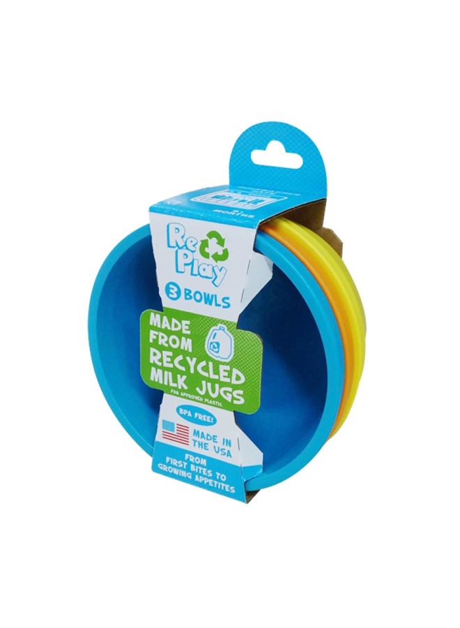 Re-Play - 3-Pack Bowl Set Skyblue/Orange/Yellow - Image 1