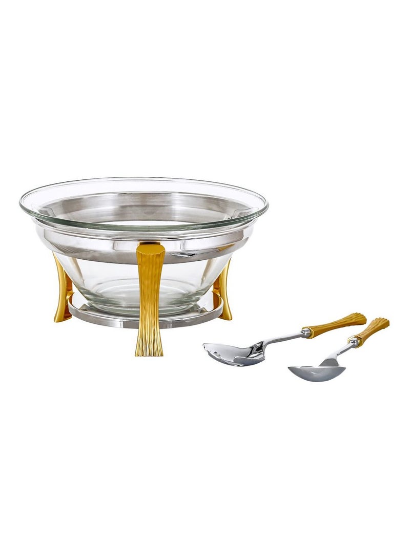 REGENT Onda Salad Bowl Servers Gold 30cm  - Image 1