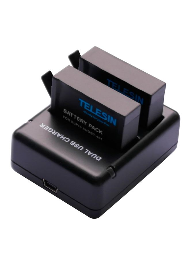 تيليسن شاحن بطارية مزدوج مناسب لشحن بطارية لكاميرا جوبرو هيرو 4 وAHDBT-401 أسود - Image 3