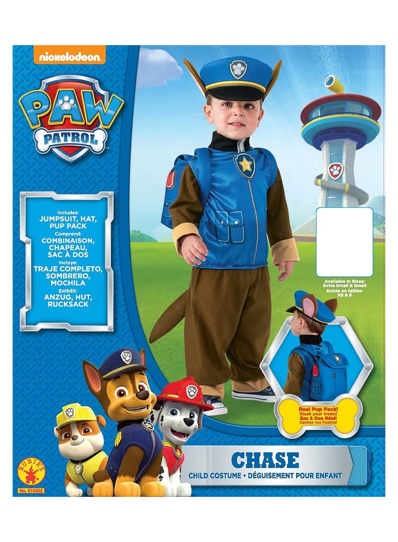 Paw Patrol Deluxe Chase Costume - Small 104cm - v1502812497/N11015935A_2