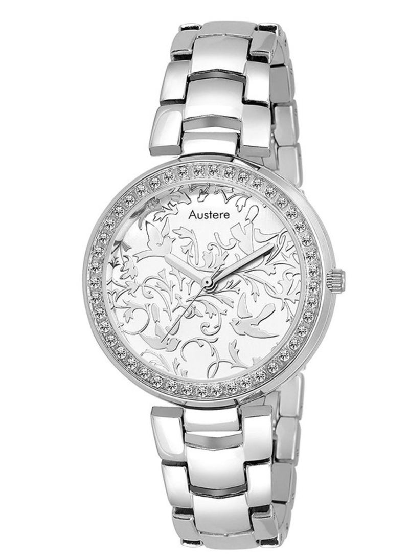 AUSTERE - women Katrina Stone Studded Bezel Brass Watch WKTA-070707 - Image 1