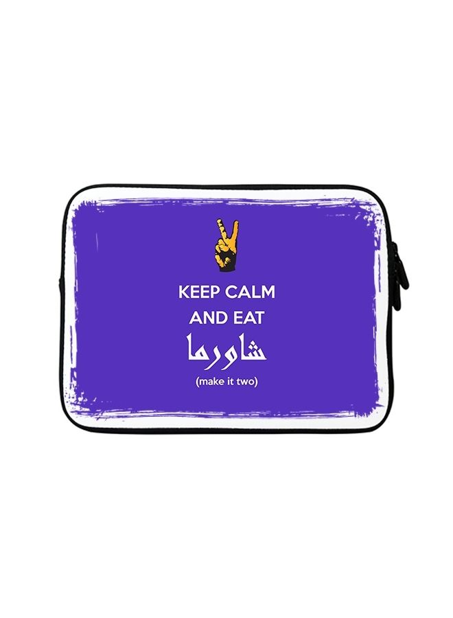 Stylizedd Designer Laptop Sleeve Strap Keep calm and eat shawarma Blue - Image 1