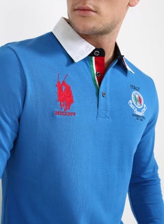 Bendorff Contrast Polo Long Sleeve T-Shirt Blue  - Image 4