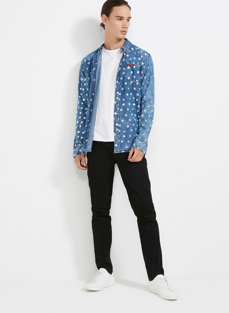 Six Valves Button Down  Printed Shirt Blue  - Image 3
