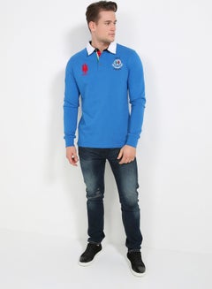 Bendorff Contrast Polo Long Sleeve T-Shirt Blue  - Image 3