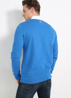 Bendorff Contrast Polo Long Sleeve T-Shirt Blue  - Image 2