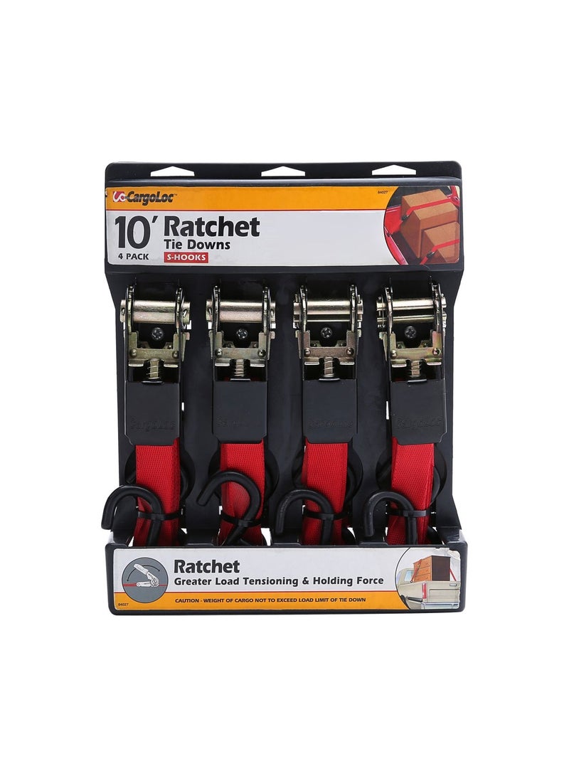 Cargoloc 4-Piece Ratchet Tie Down With S-Hook Set CGL-84027 Multicolour 25cm  - Image 2