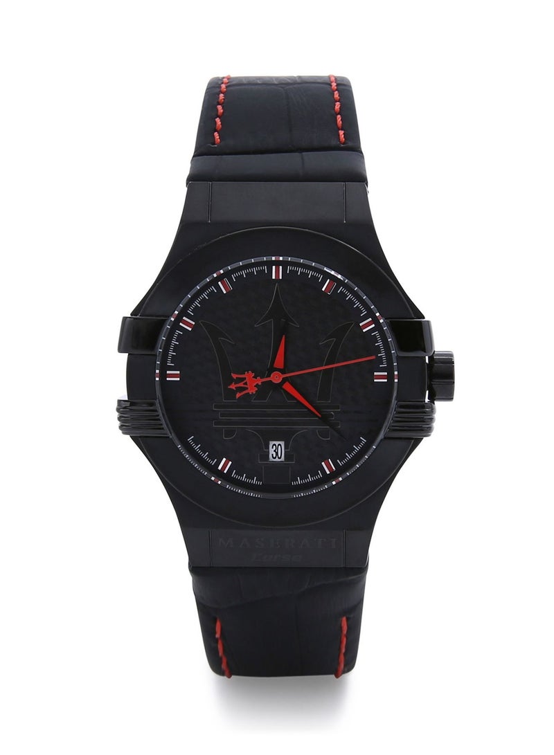 مازيراتي ساعة يد بوتنزا كوارتز بسوارمن جلد التمساح المزين بنقوش بارزة طراز R8851108010 men - Image 1