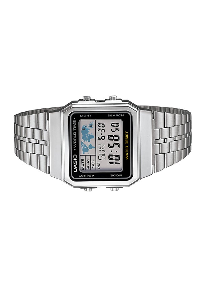 كاسيو ساعة يد رقمية بسوار من الإستانلس ستيل طراز A500WA-1DF مقاس 34 مم - لون فضي للرجال - Image 2