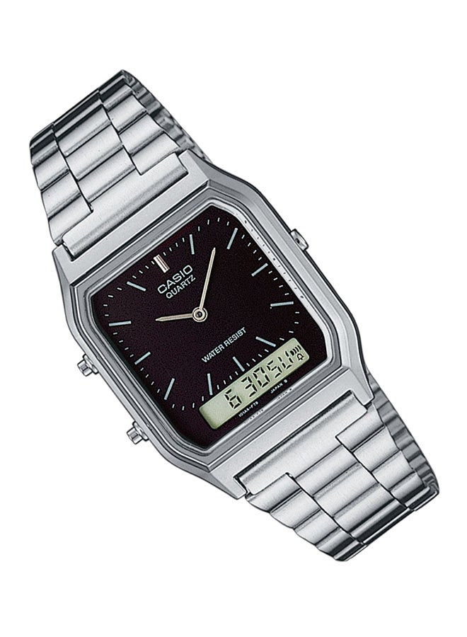 CASIO Men's Stainless Steel Quartz Analog & Digital Watch AQ-230A-1DMQ - 32 mm - Silver - Image 3