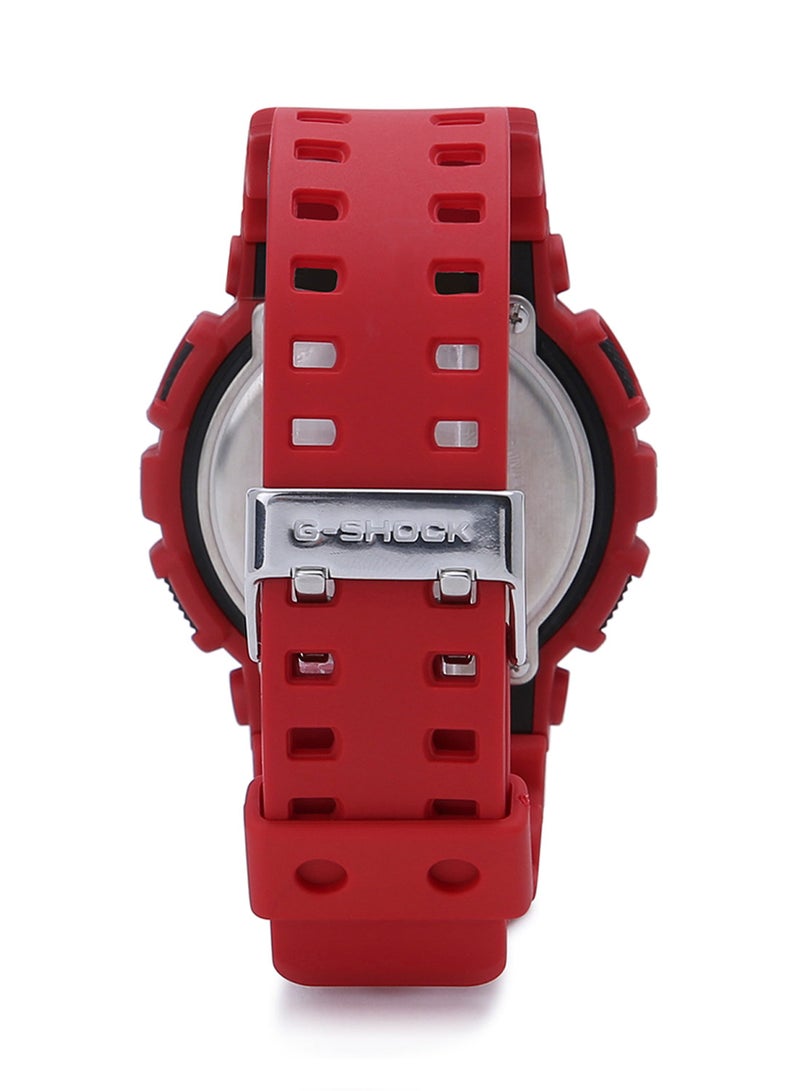جي شوك ساعة يد رقمية بعقارب وسوار من المطاط بتصميم دائري مقاس 50 مم - لون أحمر - طراز GA-100B-4ADR للرجال - Image 2