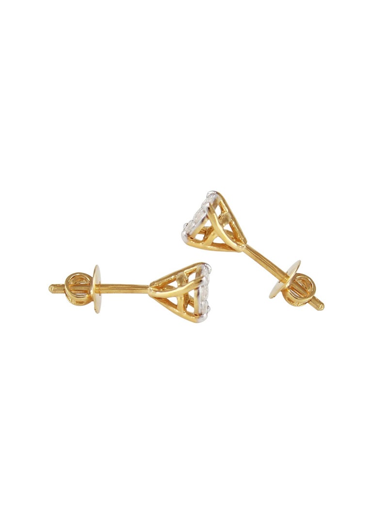 Vera Perla 18K Solid Yellow Gold And 0.14Cts Genuine Diamonds Twisted Solitaire Push Back Earrings - Image 3