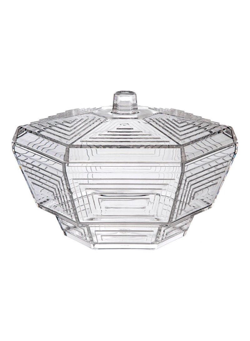 AZAD Hexagonal Candy Bowl With Lid Clear 19cm  - Image 1