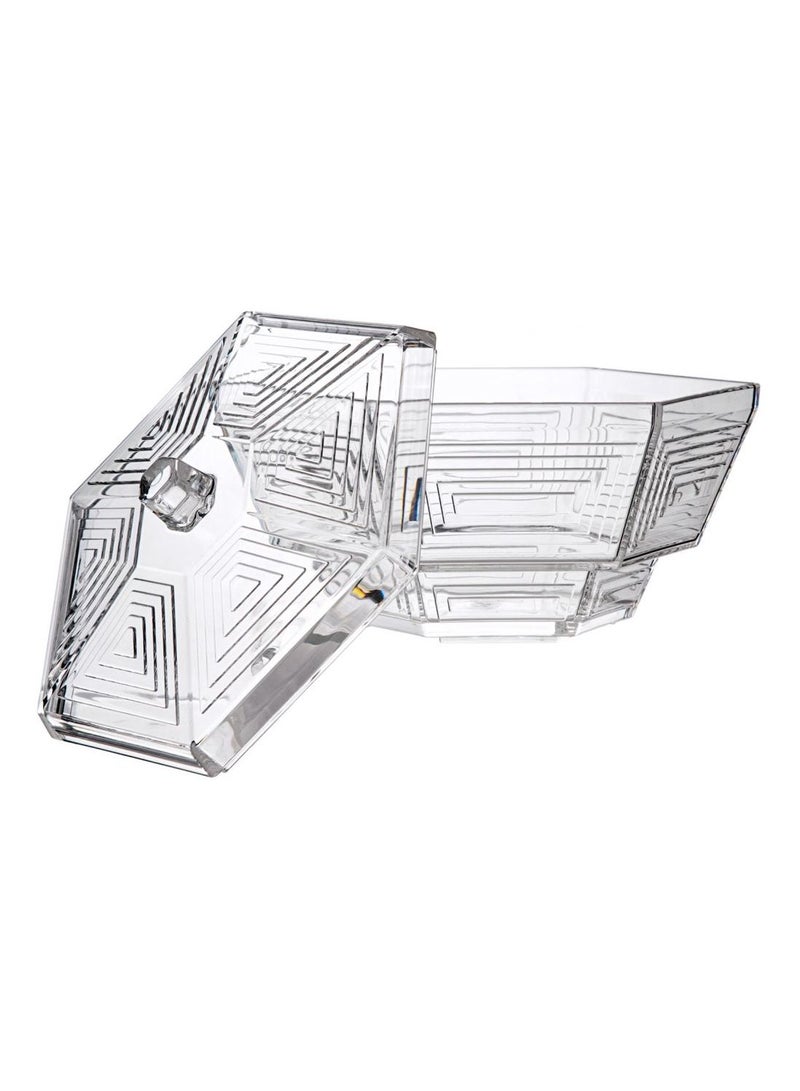 AZAD Hexagonal Candy Bowl With Lid Clear 19cm  - Image 2