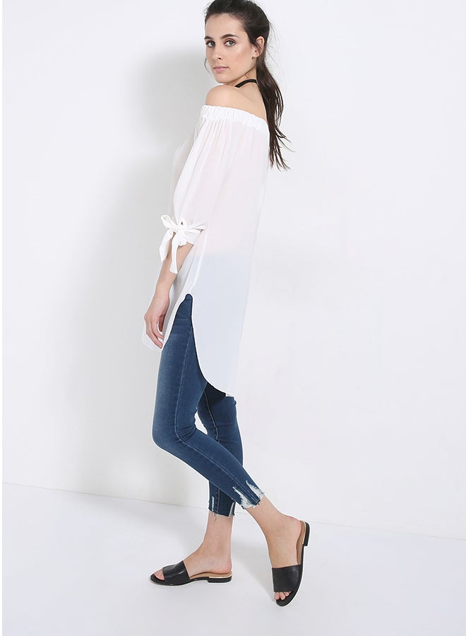PRETTY LAVISH - Off Shouder Top White - Image 1