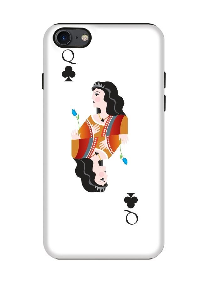 Stylizedd Dual Layer Tough Case Cover Matte Finish for iPhone 8/iPhone 7 Queen of Clubs - Image 1