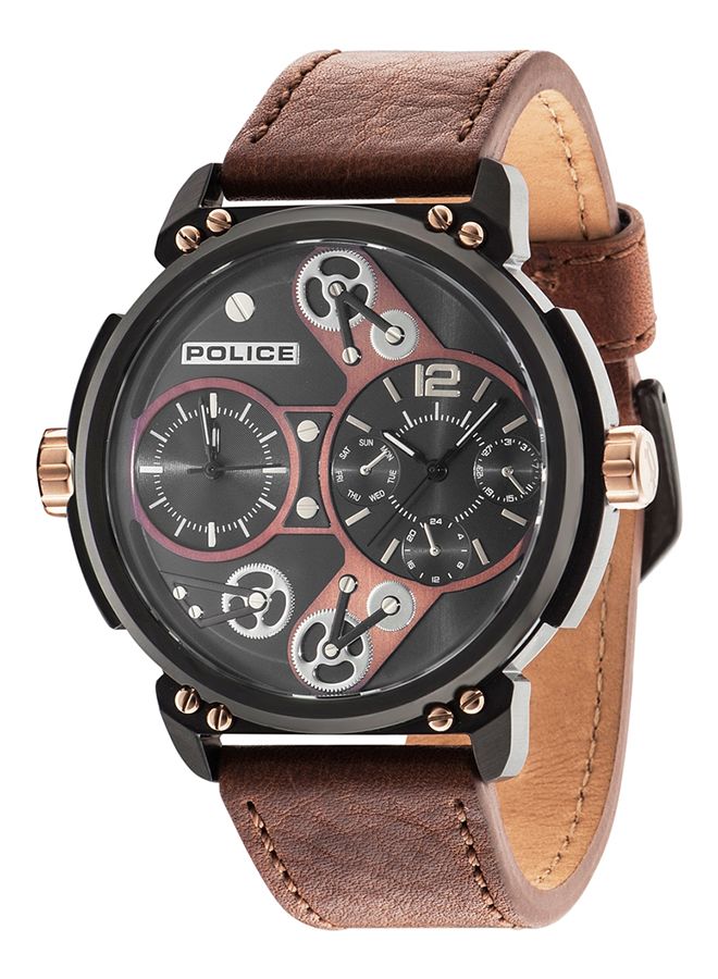 POLICE Women's Steampunk Leather Chronograph Watch P14693JSB-12A - Image 1