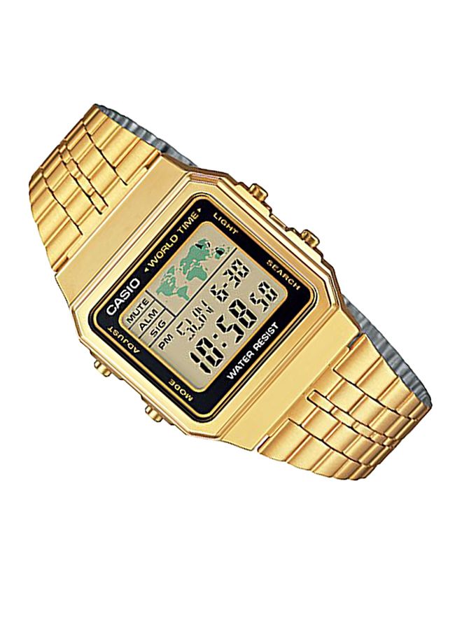 Men's World Time Quartz Digital Wrist Watch A500WGA-1DF - 34 mm - Gold - v1503932031/N11942847A_3