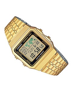 كاسيو ساعة يد رقمية كوارتز وورلد تايم A500WGA-1DF - مقاس 34 مم - لون ذهبي للرجال  - Image 3