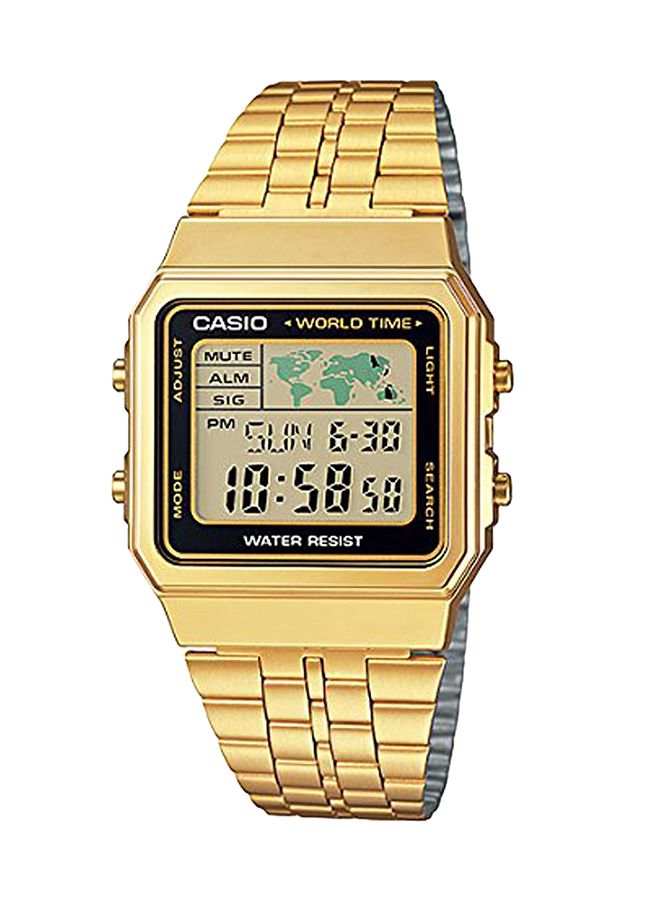 Men's World Time Quartz Digital Wrist Watch A500WGA-1DF - 34 mm - Gold - v1503932143/N11942847A_1