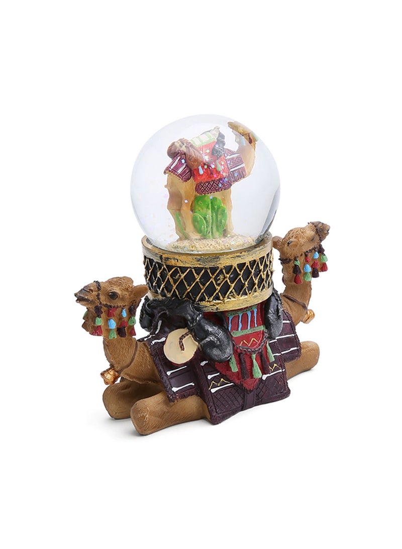 Double Sided Camel With Waterball on Top Figurines Multicolour