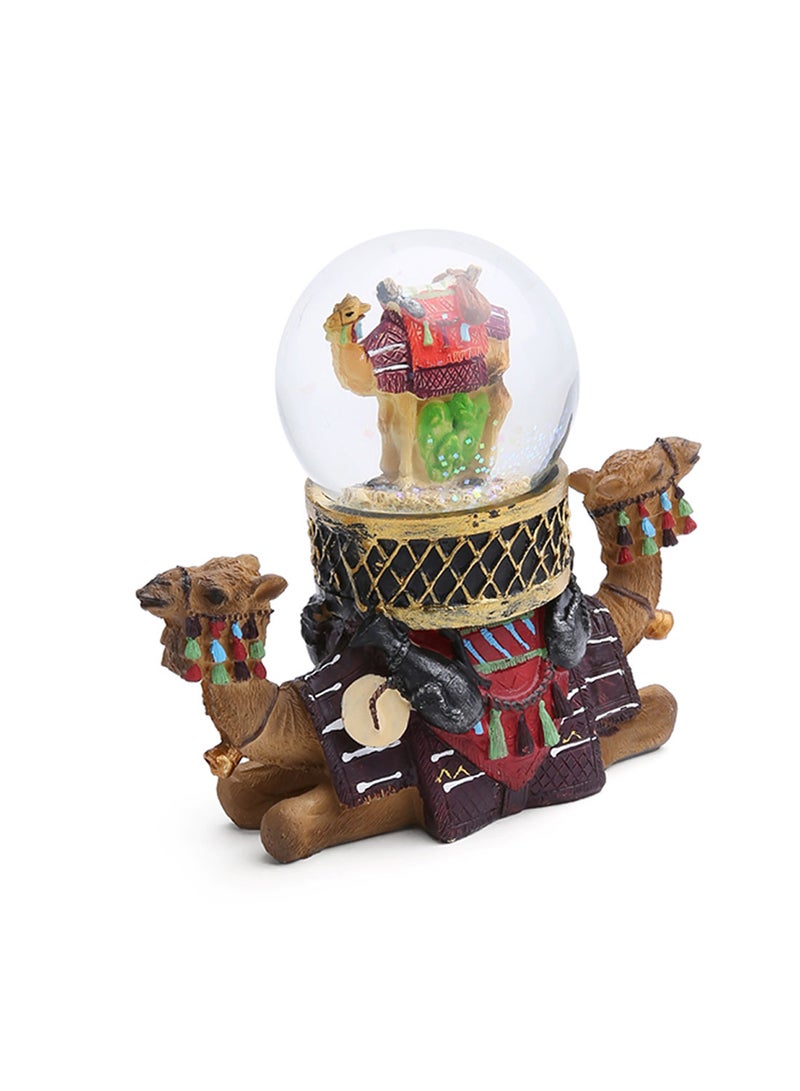 Double Sided Camel With Waterball on Top Figurines Multicolour