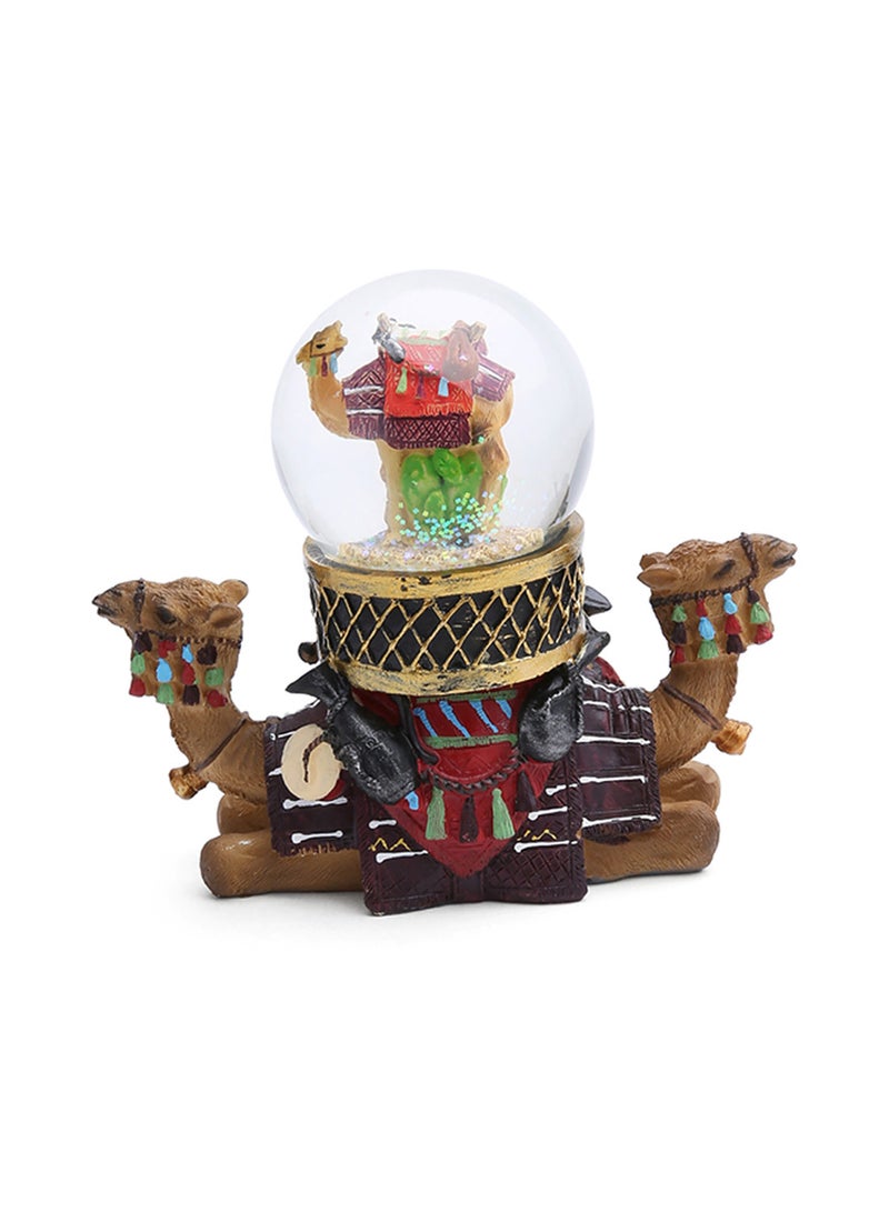 Double Sided Camel With Waterball on Top Figurines Multicolour