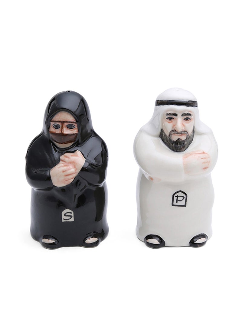 آل جابر رشاشة ملح وفلفل بأشكال رجل عربي وامرأة أسود/ أبيض  - Image 1