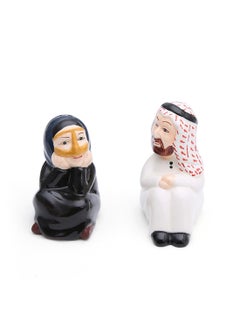 Al Jaber Arab Man And Lady Figurine Salt And Pepper Shaker Black/White  - Image 1